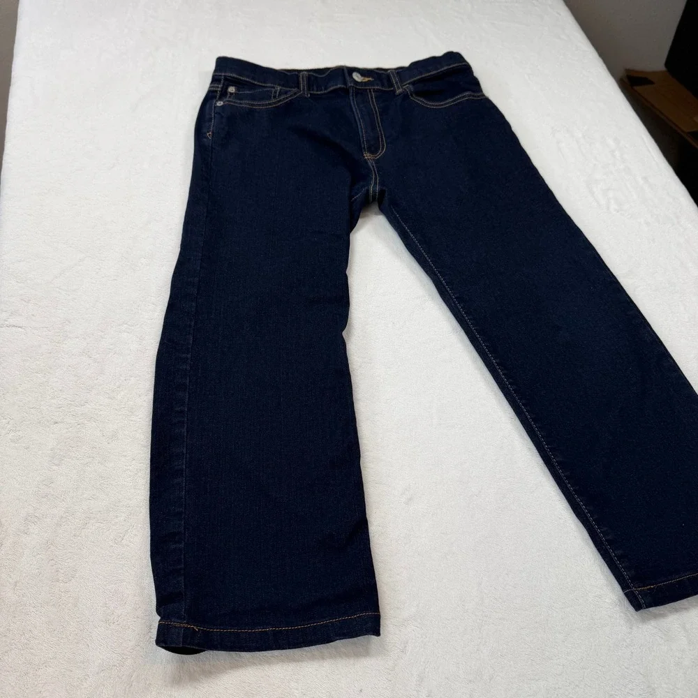 Gap‎ Straight Jeans Boys 16 Husky Blue Good Stretch Dark Wash 486881
